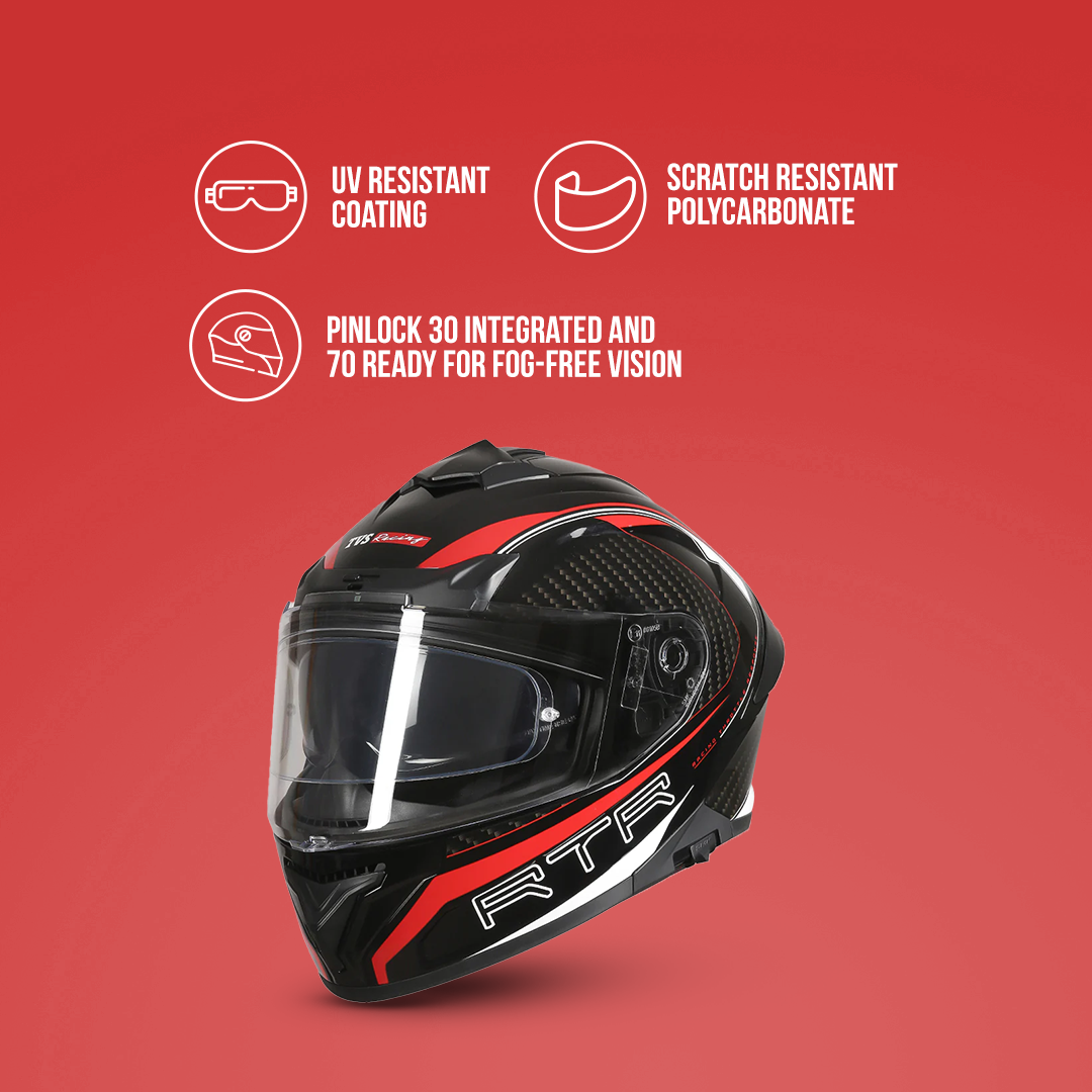 TVS Racing Hurricane Helmet Full-Face, Aerodynamic Design